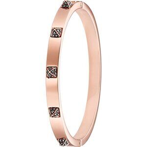 NWT And Box Swarovski Crystal Bangle Rounded, Black, Rose-Gold Tone Plated